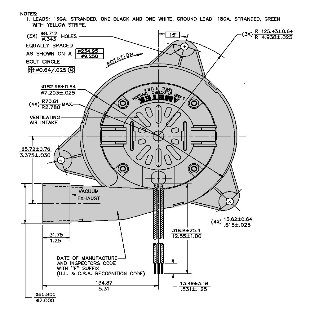 Ametek-Lamb (117470) - Central Vacuum Motor for Vacuflo and Nutone